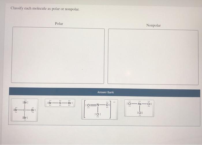 Classify each molecule as polar or nonpolar.