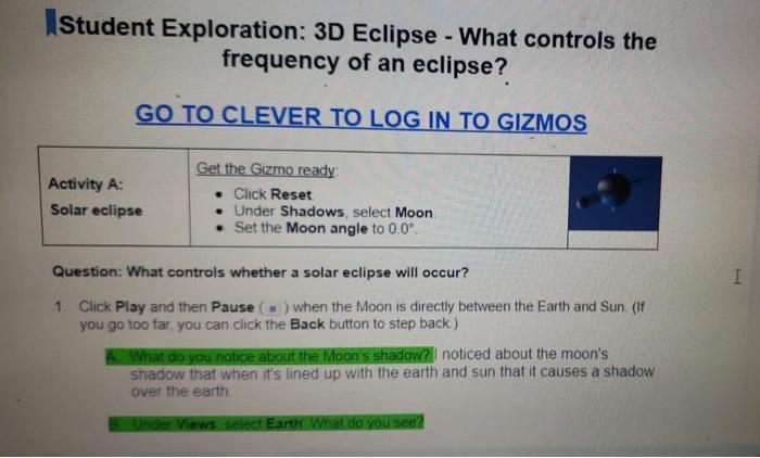 Gizmo answer key 3d eclipse