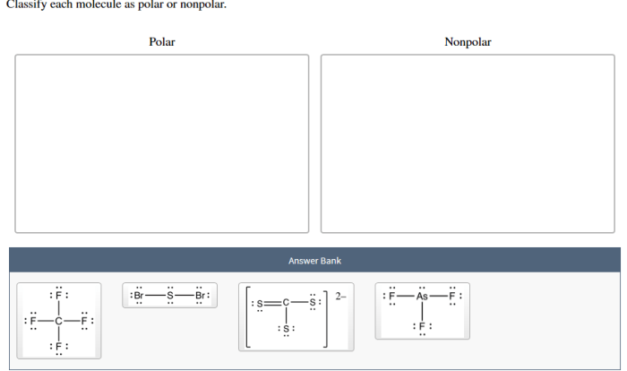 Classify each molecule as polar or nonpolar.