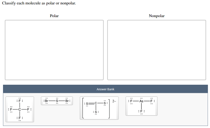 Classify each molecule as polar or nonpolar.