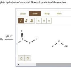 Draw the products of the complete hydrolysis of an acetal