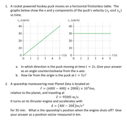 A rocket powered hockey puck moves on a horizontal